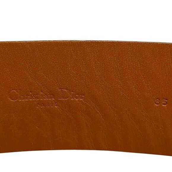 Christian DIOR Cognac Brown Leather D Charm Saddle Belt 85 cm Auth US Medium main image 6
